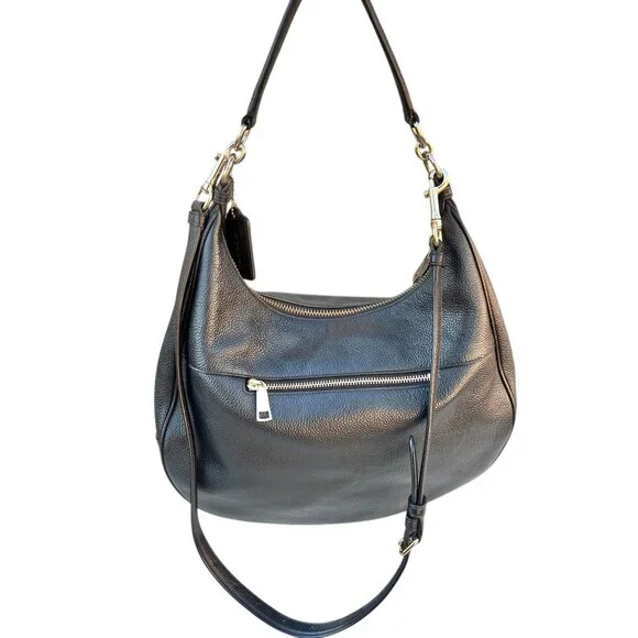 Coach Black Pebbled Leather Harley Hobo Crossbody Bag with Tag Adjustable Strap - Picture 2 of 16